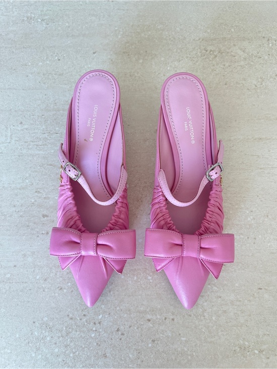 Louis Vuitton Shoes - Louis Vuitton Pink Bow Pointed-Toe Slingback Mules